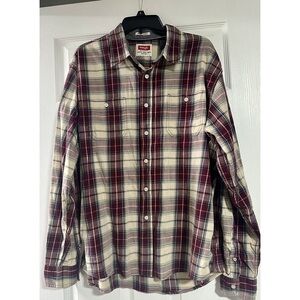 Wrangler Button Up Long Sleeve Shirt Men’s Size XL Red Plaid